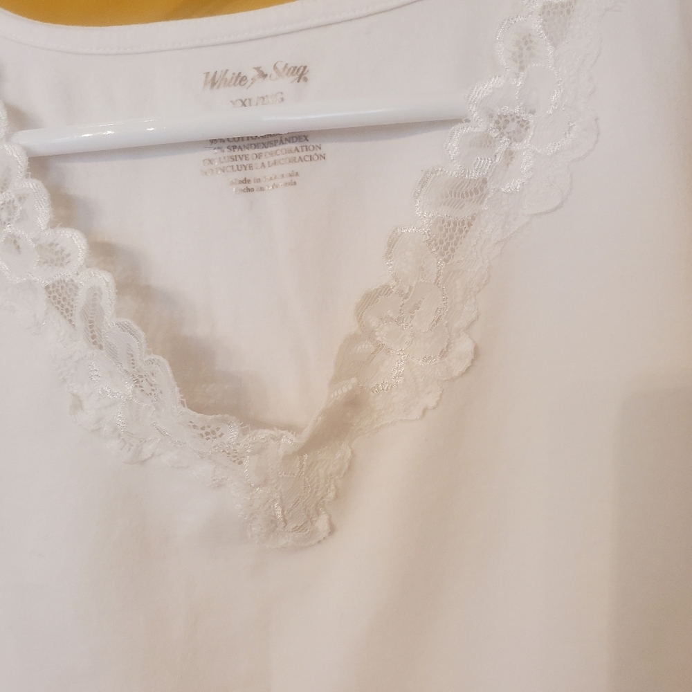 White Stag Lace-Trim Tank Top White Size XXL - Picture 2 of 5